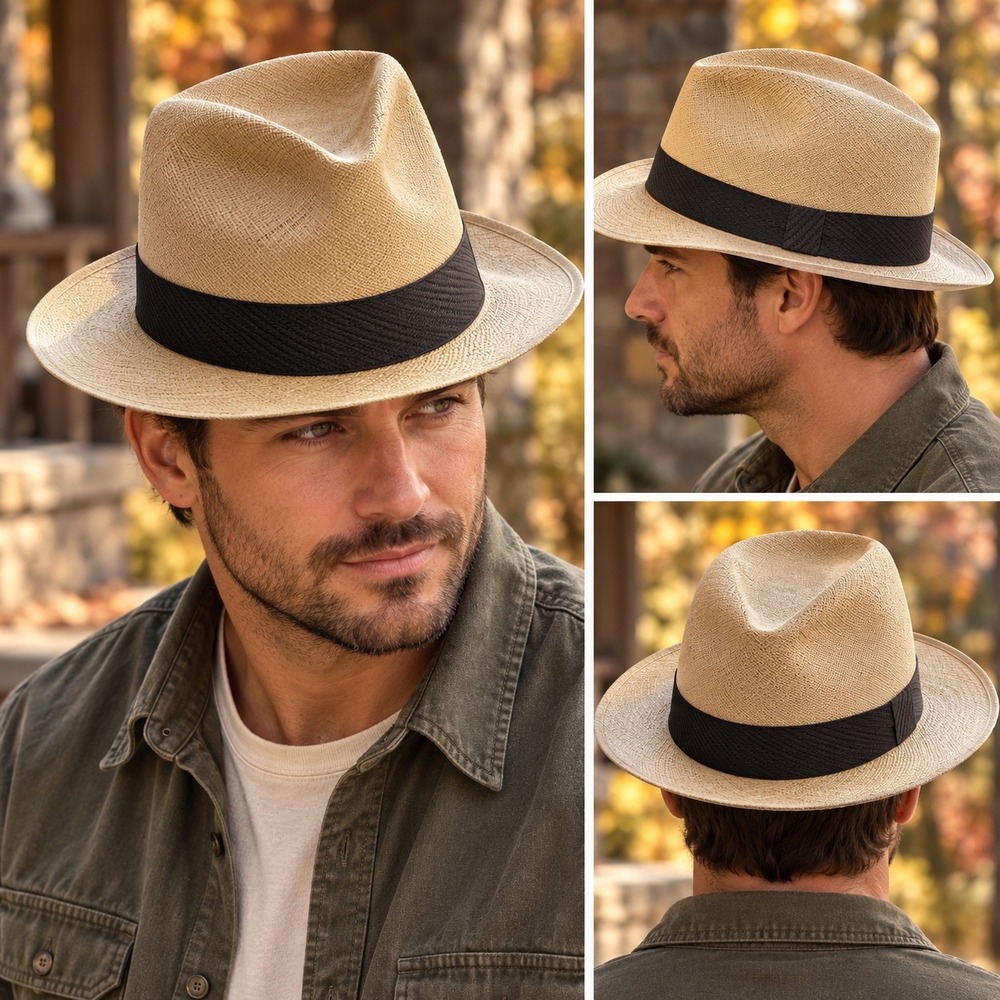 Vintage Hopkins Baltimore Panama Fedora Hat Mens 7 Famous Barr Hand Woven Custom